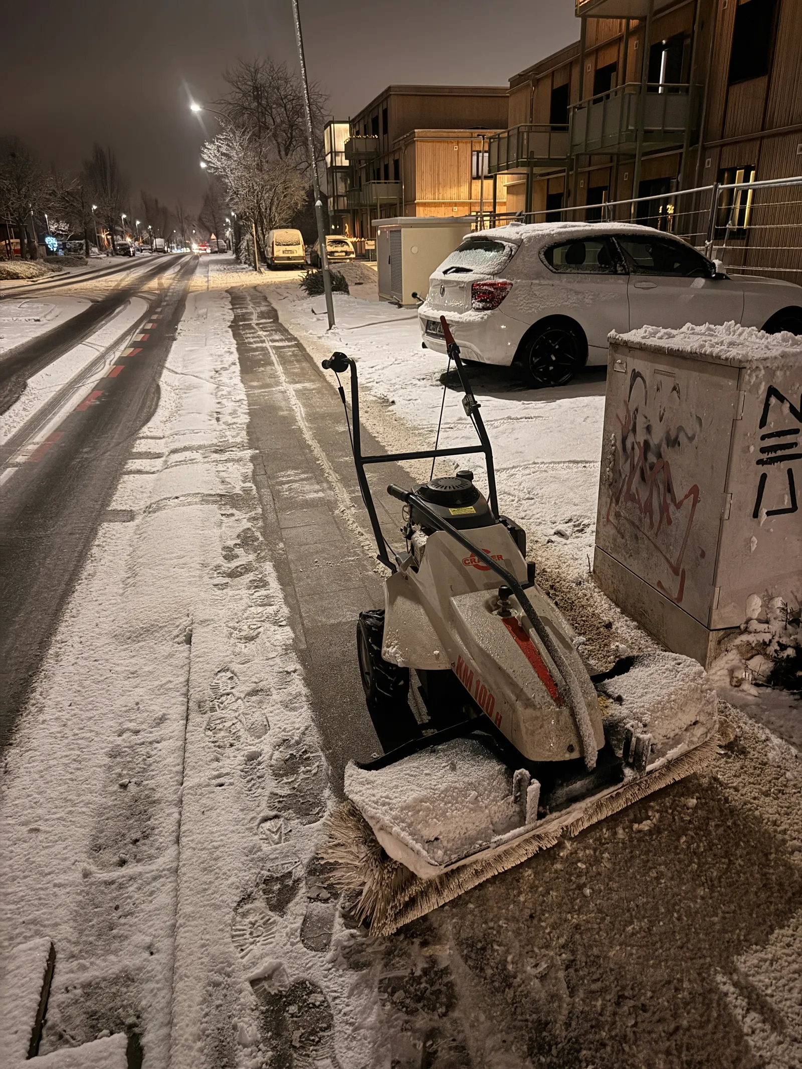 winterdienst schneeschieber nacht